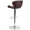Merrick Lane Quincy Adjustable Height Barstool Contemporary Bar Height Stool with Curved Back and Metal Base with Footrest